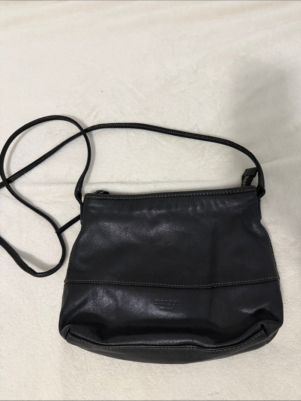 Margot New York Black Leather Crossbody Shoulder Bag